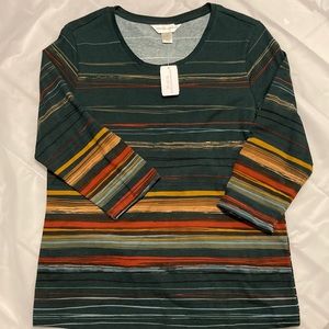 Christopher & Banks 3/4 Sleeve Striped Shirt